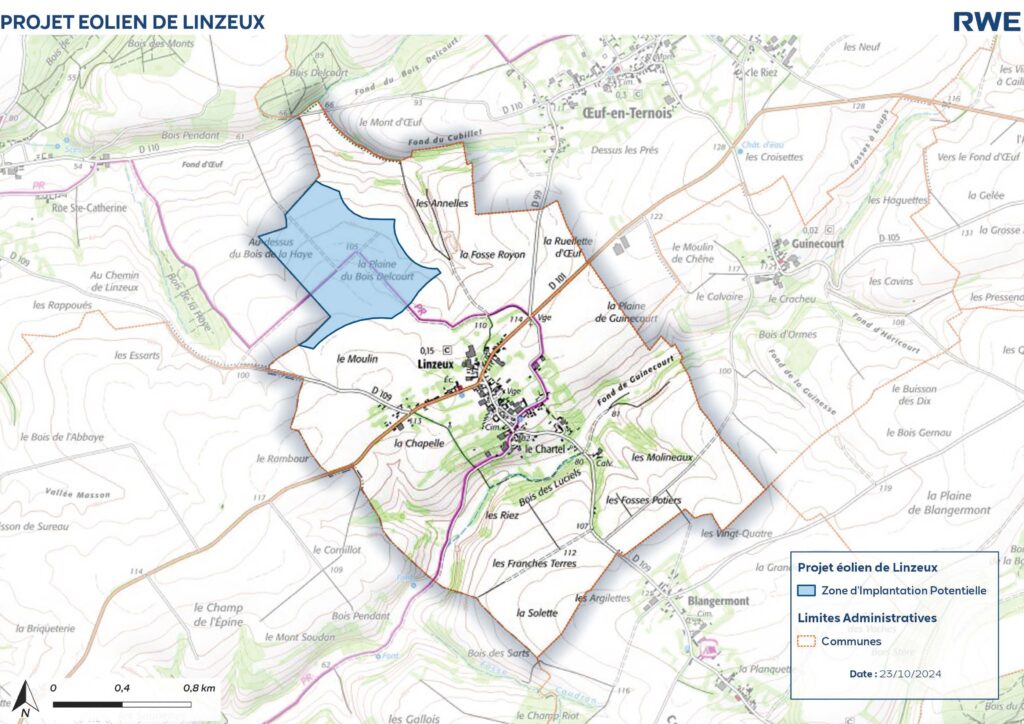 Carte de la zone d'implantation potentielle